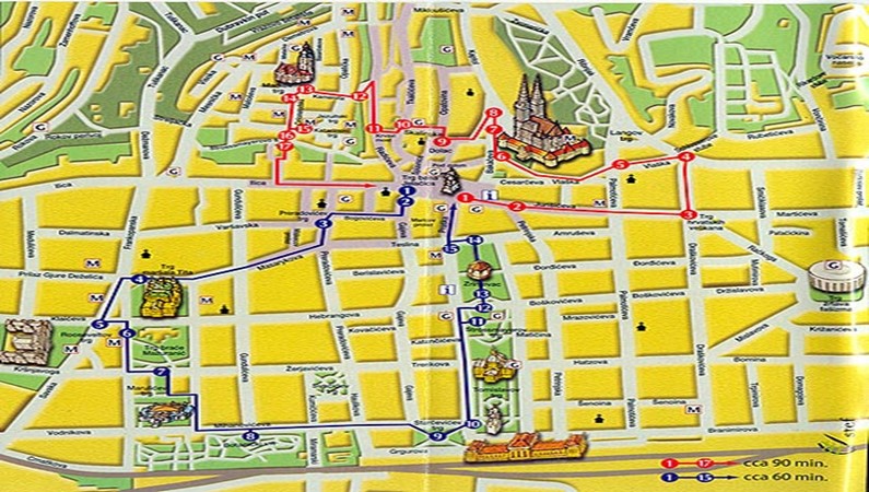 Карта историческо-туристической части Загреба. Желаю приятного тура!