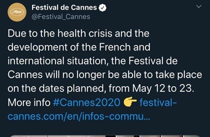 Каннский кинофестиваль не состоится в мае