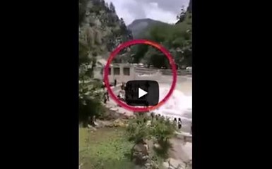 Обрушение моста на реке Нилам в Пакистане
