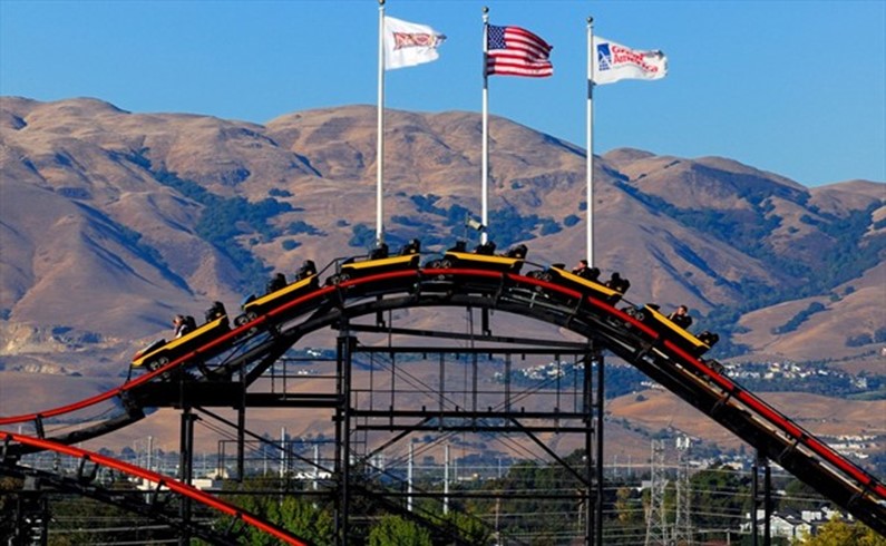 The Demon roller coaster at the Great America Theme park, Santa Clara
