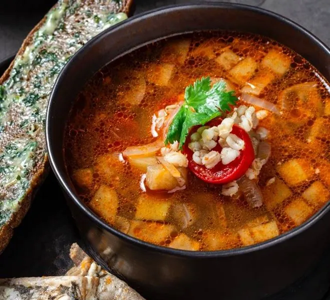 Ударь по рёбрам — Суп из бараньих рёбер с перловкой и баклажаном