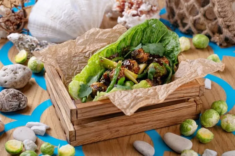 Весеннее, Овощное — Брюссельская капуста со спаржей и фасолью