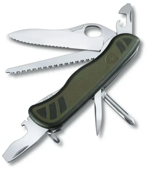 Victorinox Swiss Soldier’s Knife 08, 111 мм, 10 функций, фиксатор лезвия «Liner Lock» зеленый 111ММ