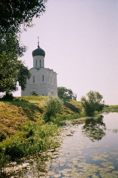 Пруд у храма Покрова на Нерли