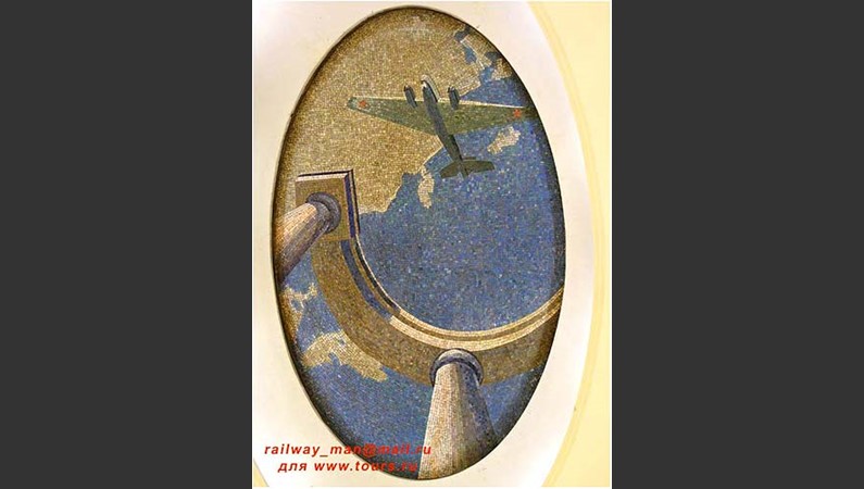 «Маяковская» (1938): фантастически красивые мозаики В.Фролова по эскизам А.Дейнеки «Сутки страны Советов»