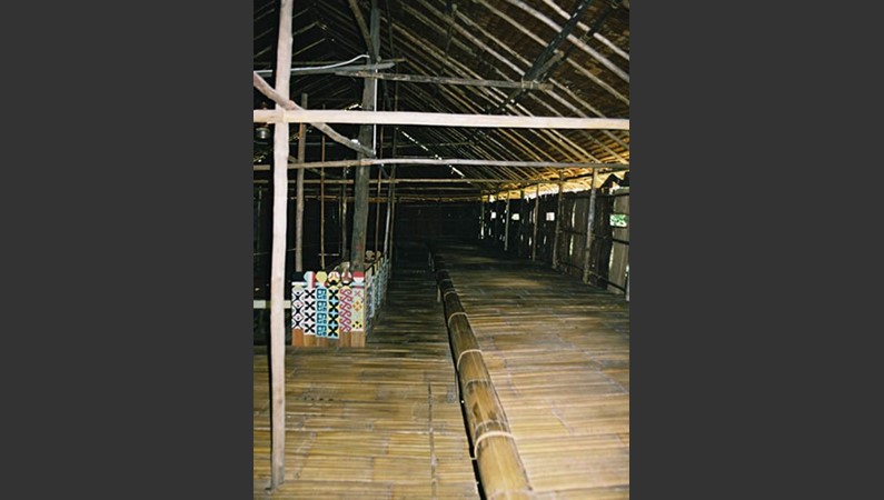 Малайзийское Борнео. В таком длинном доме раньше жило все племя.