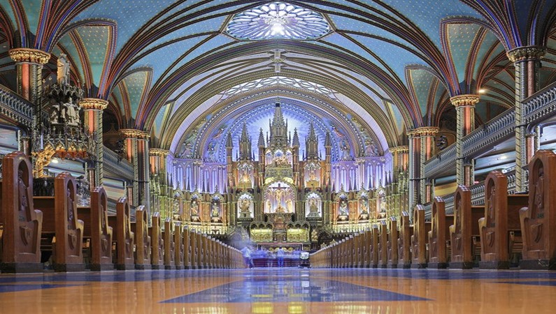 Интерьер собора Нотре Дам де Монреаль. Канада