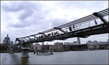 Пешеходы раскачали Мост Тысячелетия