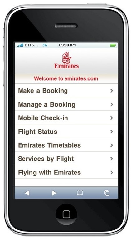 Эмирейтс представляет полнофункциональный сервис бронирования для мобильных устройств