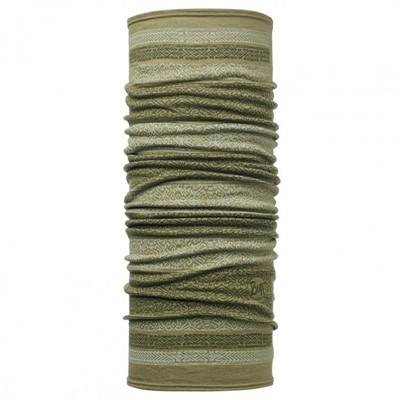 Wool Buff Patterned & Dyed Stripes Merino Wool Buff Kitue Light Military - Увеличить