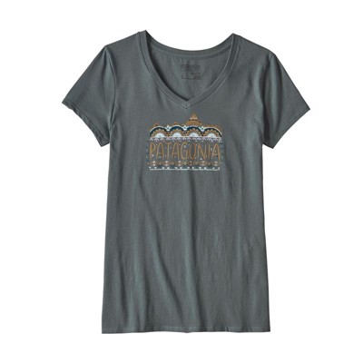 Patagonia Femme Fitz Roy Cotton V-Neck T-Shirt женская - Увеличить