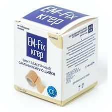 медицинский эластичный когезивный стягивающий EM-fix krep 7,5см х 4,5 м бежевый 7.5СМХ4.5М