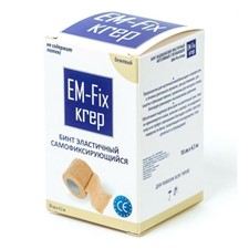 медицинский эластичный когезивный стягивающий EM-fix krep 10см х 4,5м бежевый 10СМХ4.5М