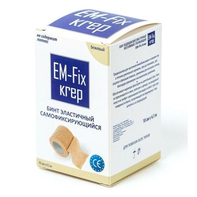 медицинский эластичный когезивный стягивающий EM-fix krep 10см х 4,5м бежевый 10СМХ4.5М - Увеличить