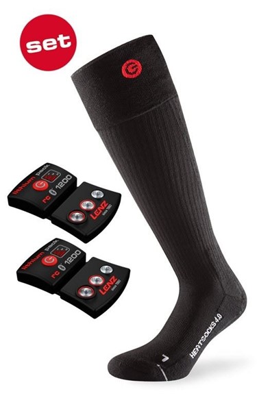 носки с подогревом + аккумулятор Lenz Heat Sock 4.0 Toe Cap + Lithium Pack RCB 1200 (EU/US) черный 35/38 - Увеличить