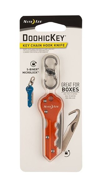карманный Nite Ize Doohickey Key Chain Hook Knife оранжевый - Увеличить