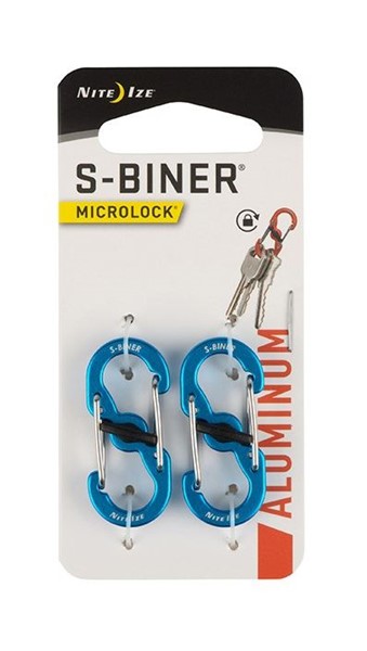 алюминиевые Nite Ize S-Biner Microlock 2 шт. синий - Увеличить