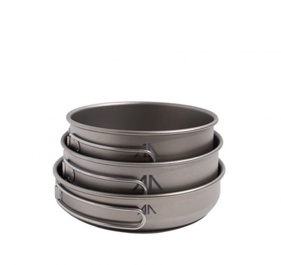 GORAA 3-Piece Titanium Pot And Pan Cook Set серый 500+550+680МЛ - Увеличить