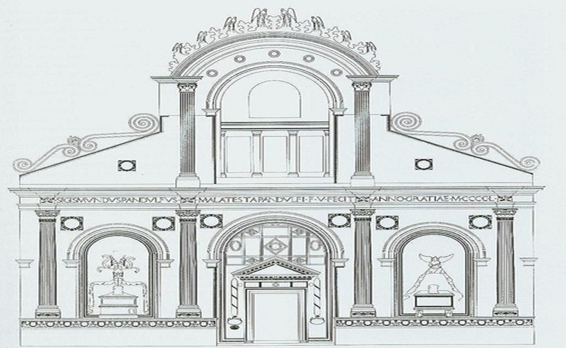 Альберти. Проект фасада храма Малатеста. 1454 год
